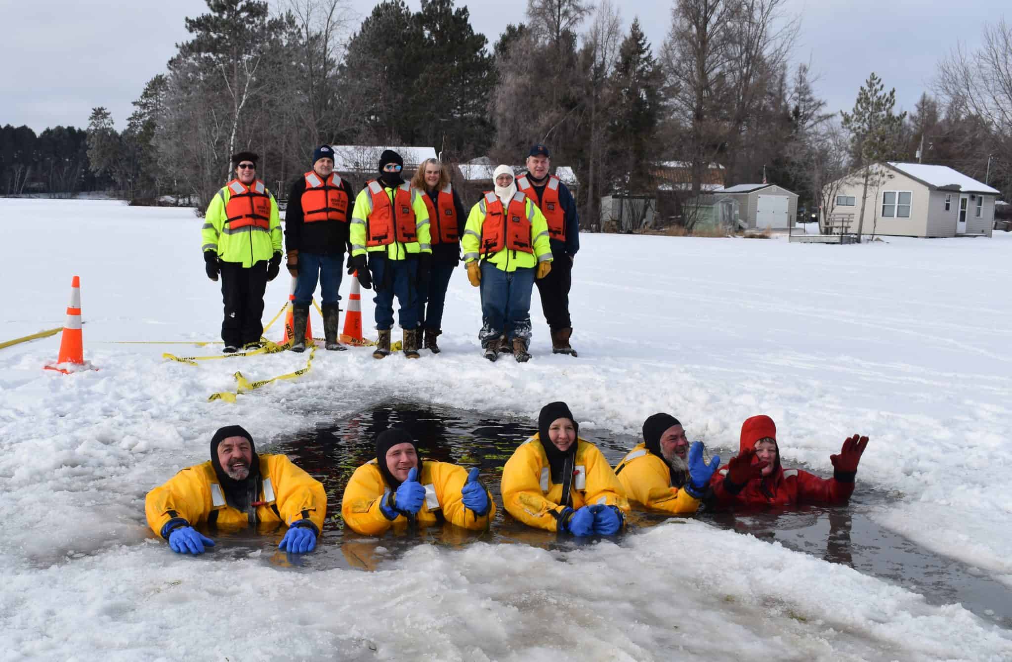 Little Rice Fire Department holds ice rescue training on Burrows Lake