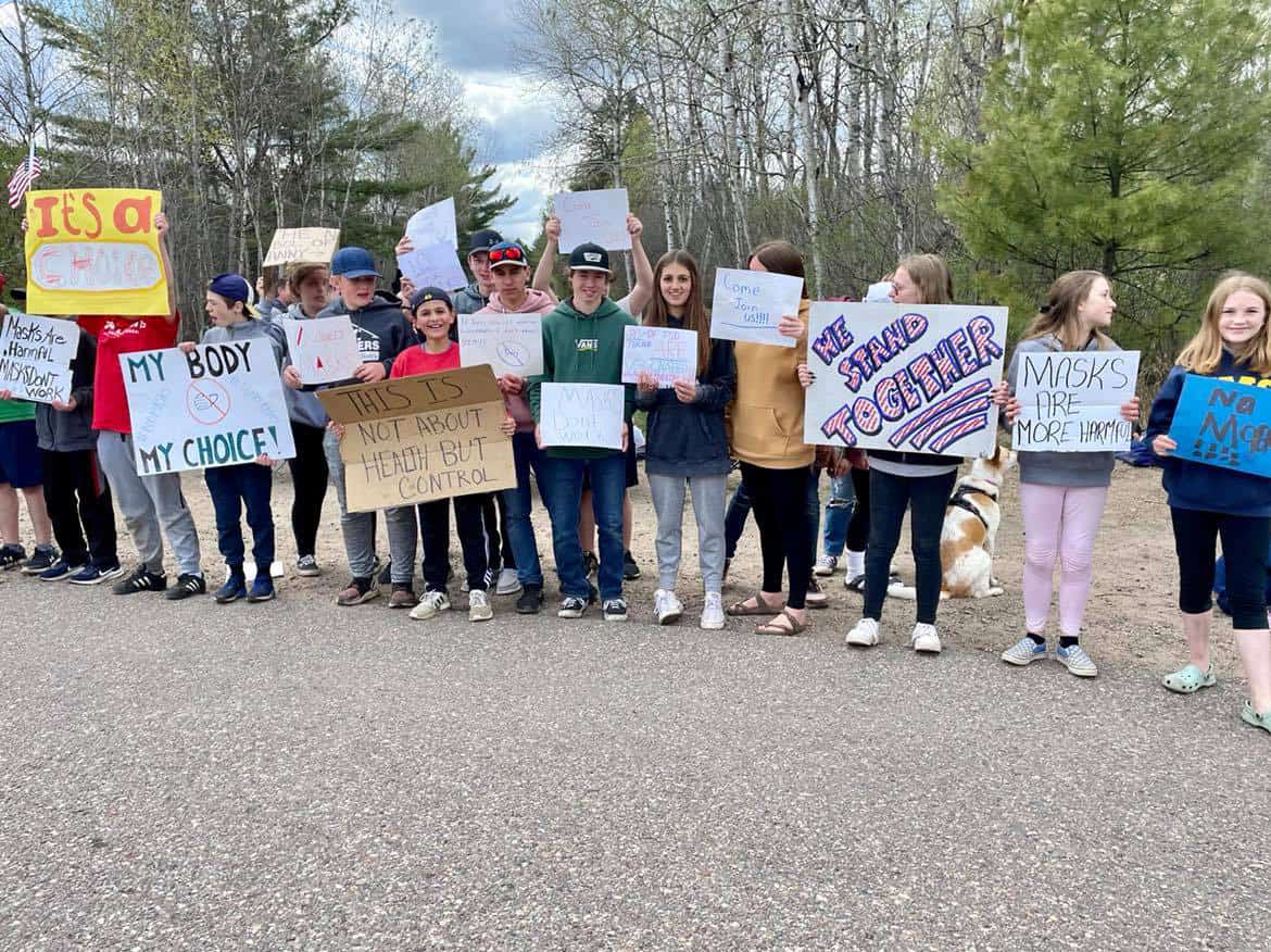 Students walk out of school in protest after assembly on mask policy