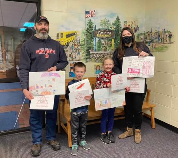 Tomahawk, Nokomis firefighters present awards to TES Fire Prevention Poster Contest winners