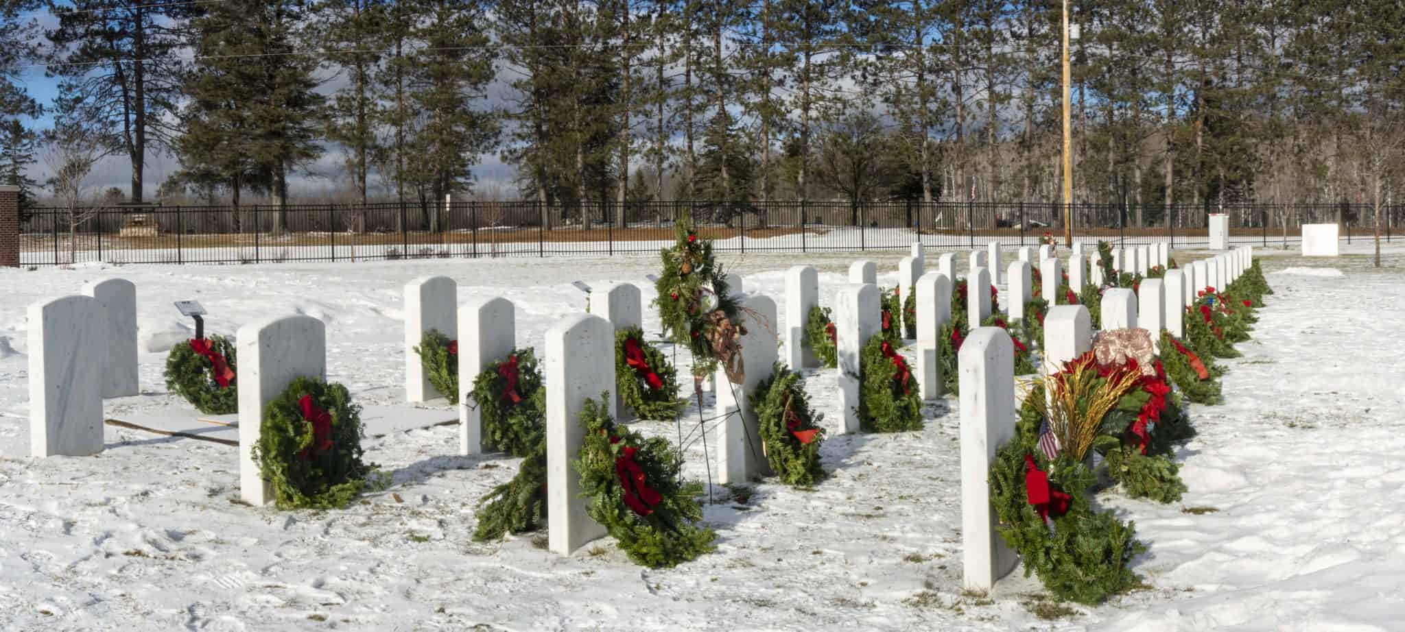 Wreaths Across America ceremony held at Northwoods National Cemetery in Harshaw