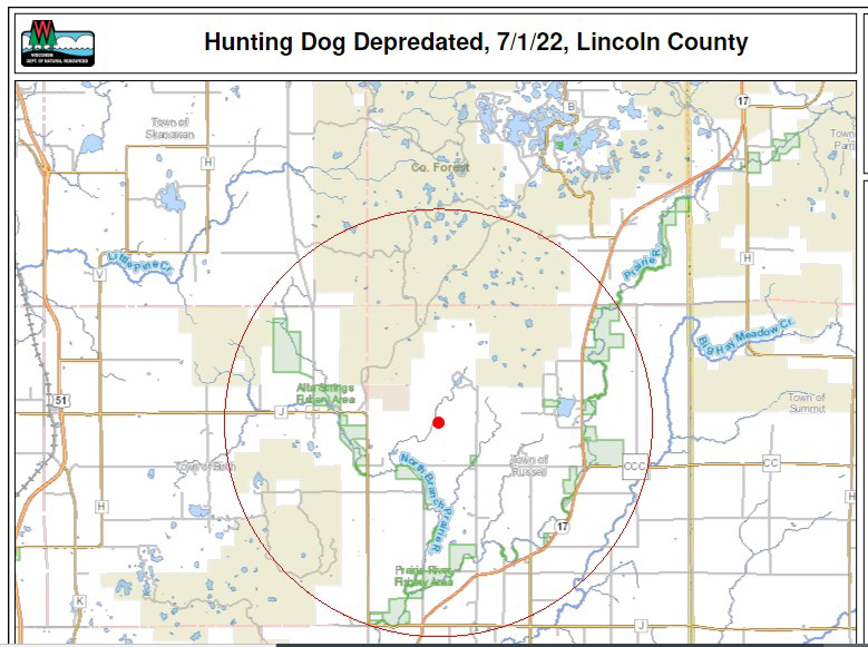DNR: Hunting dog depredated in Lincoln County