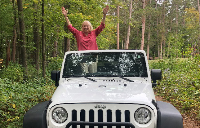 Dare to Dream: Milestone resident Joan Frasier enjoys Jeep ride