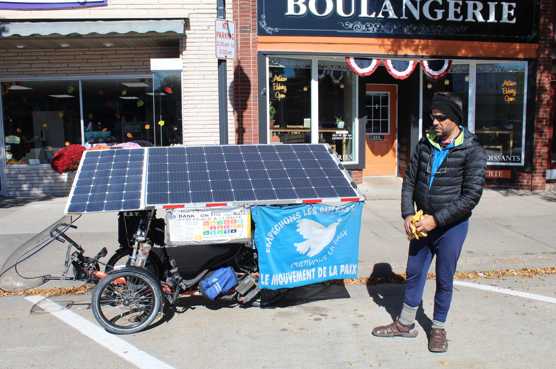 French Climate activist visits Boulangerie in Tomahawk during cross-country biking journey