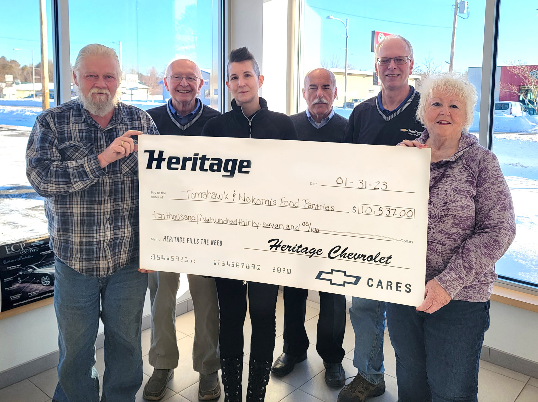 Heritage Chevrolet’s ‘Fill the Need’ campaign raises $10,000.00 for Tomahawk, Nokomis food pantries